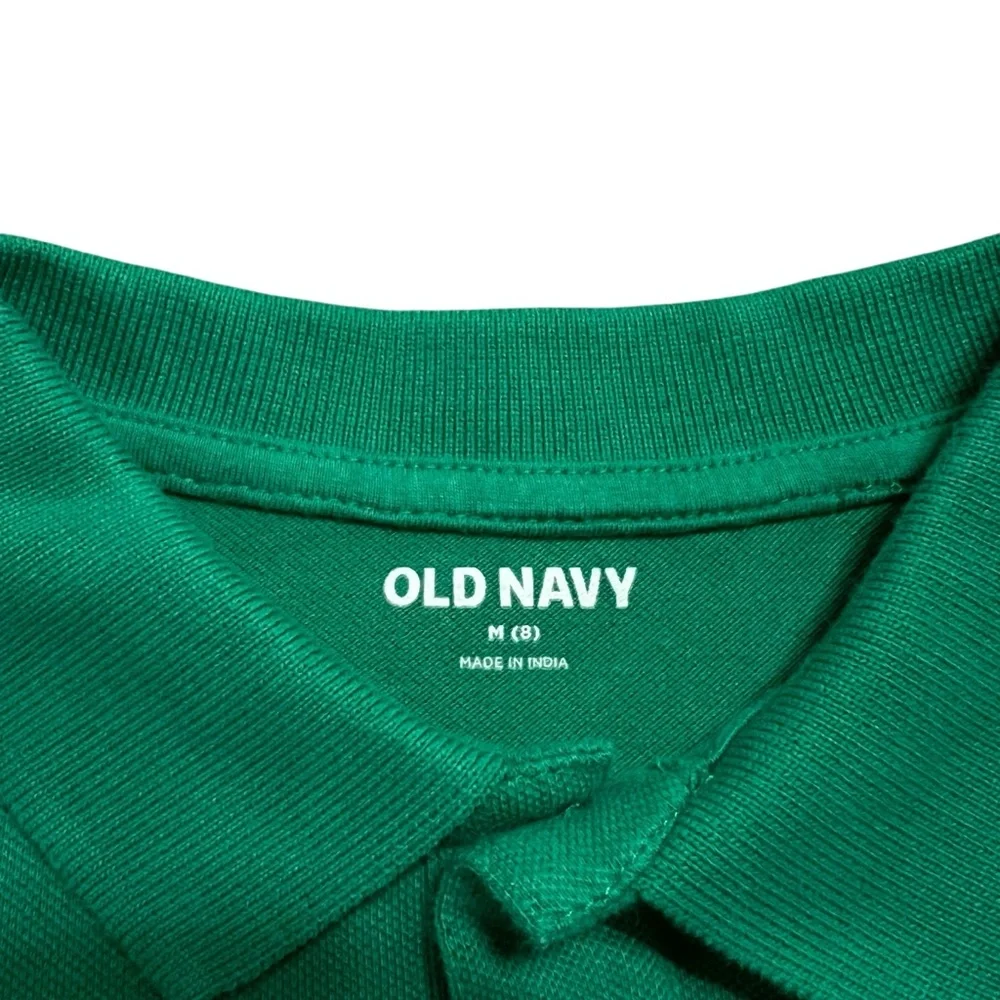 Old Navy M (8) Boys Green Navy & Yellow Color Block Polo Shirt